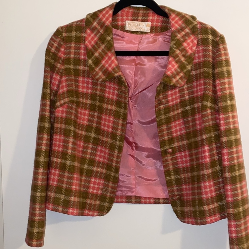 Pendleton Pure Wool Cropped Blazer Jacket Covered… - image 5